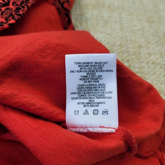 Bongo Peplum Top‎ Juniors Large Red Black Floral Mesh Cut Out Back Whimsigoth - Picture 7 of 10